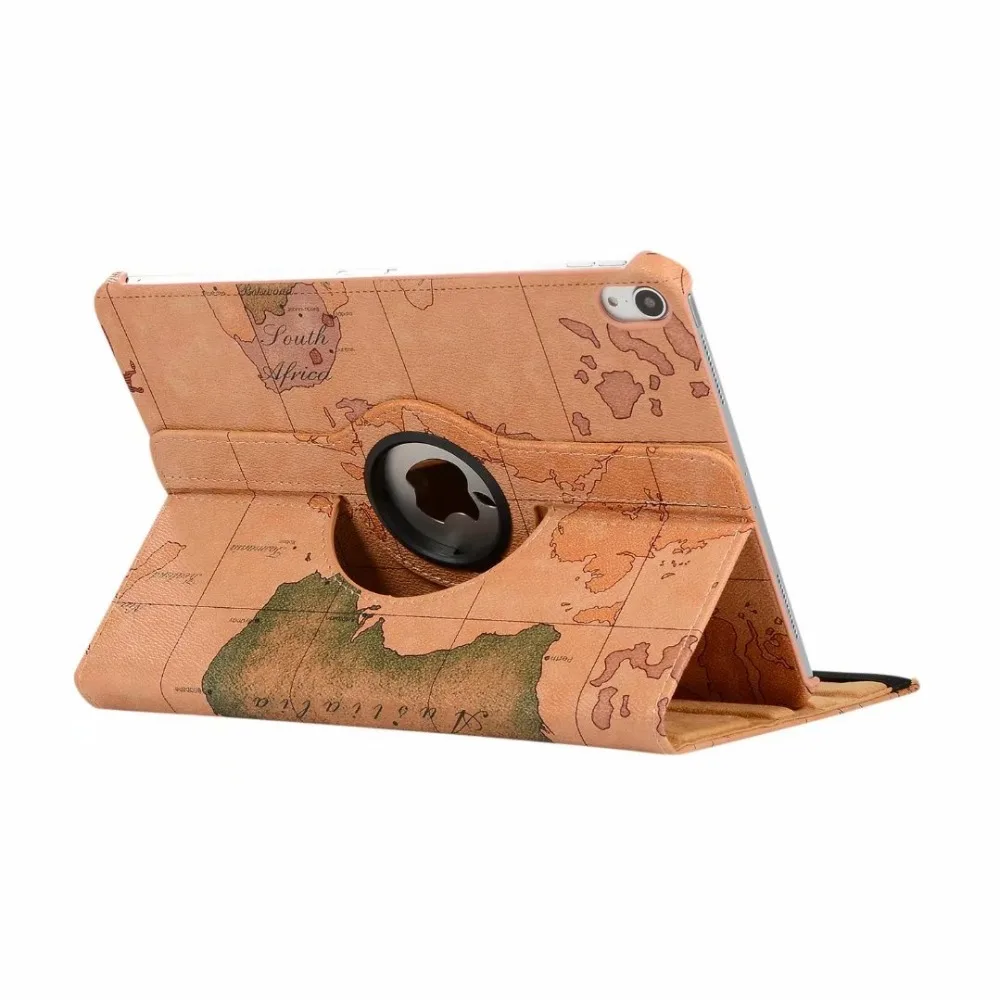 

360 Degree Rotating Smart PU Leather Case for iPad Pro 11" 2018 New Tablet Funda Cover Shell With Map Print fro ipad pro 11 inch