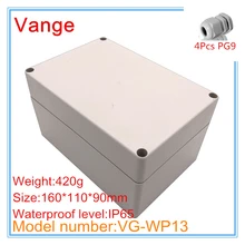 Скидка пакеты вводят корпус IP65 водонепроницаемый корпус из пластика ABS поле с 4 шт PG9 водонепроницаемые разъемы 160*110*90 мм