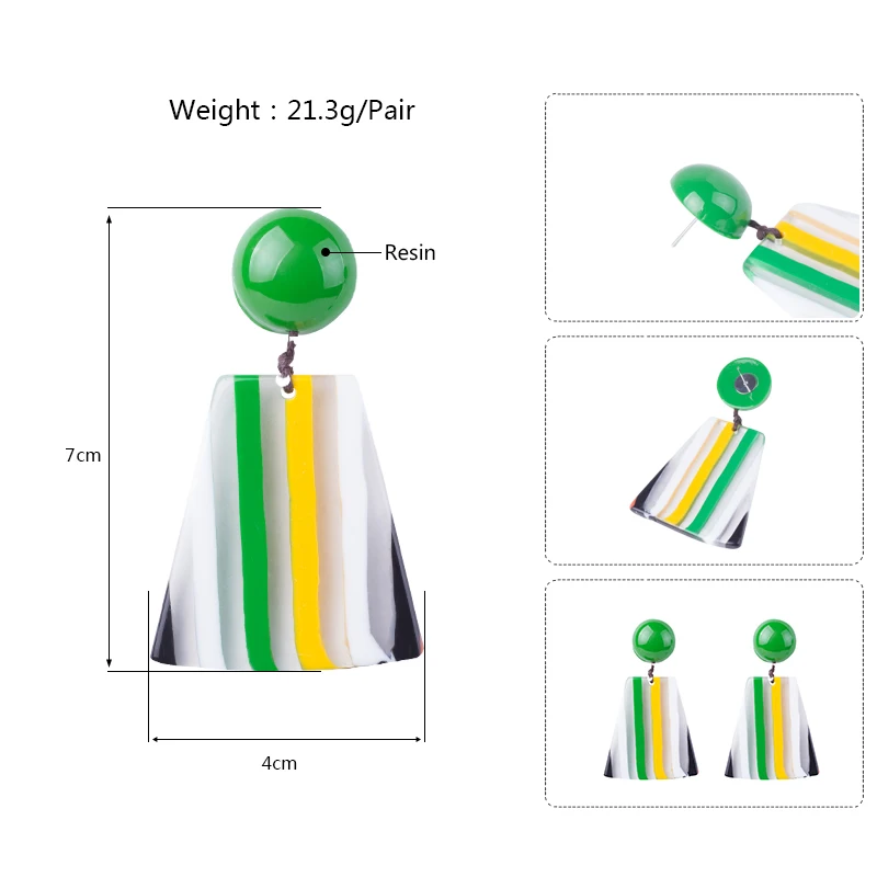 Guanlong винтажная мода смола длинные большие капли серьги для женщин Геометрическая полоса акриловые Подвесные серьги Элегантные ювелирные изделия Brincos