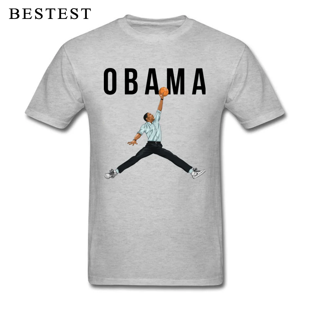 Designer Men Top T-shirts Crew Neck Short Sleeve 100% Cotton Obama Basketball Mashup 4133 Tops Shirt Casual T-Shirt Obama Basketball Mashup 4133 grey