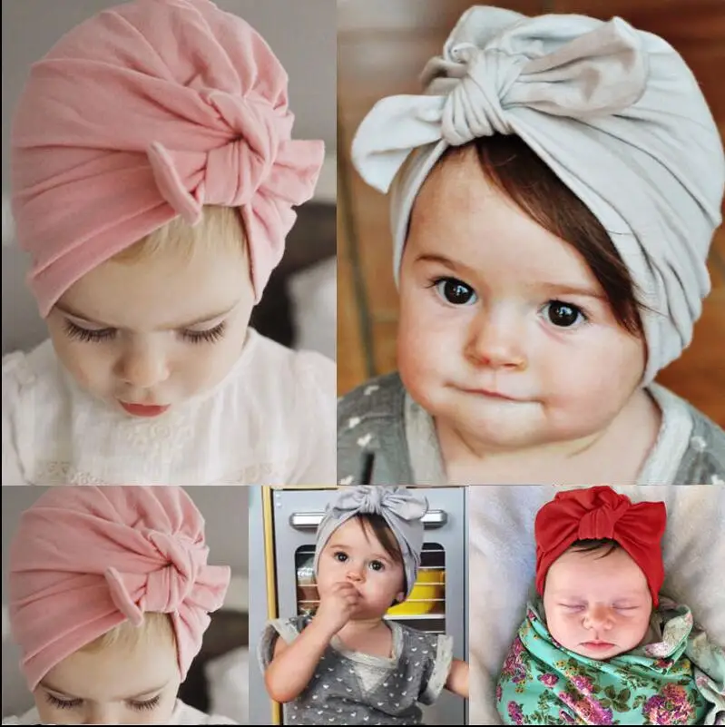 Newborn Baby Hats Toddler Kids Boy Girl Bowknot Brief Cap Cotton Beanie