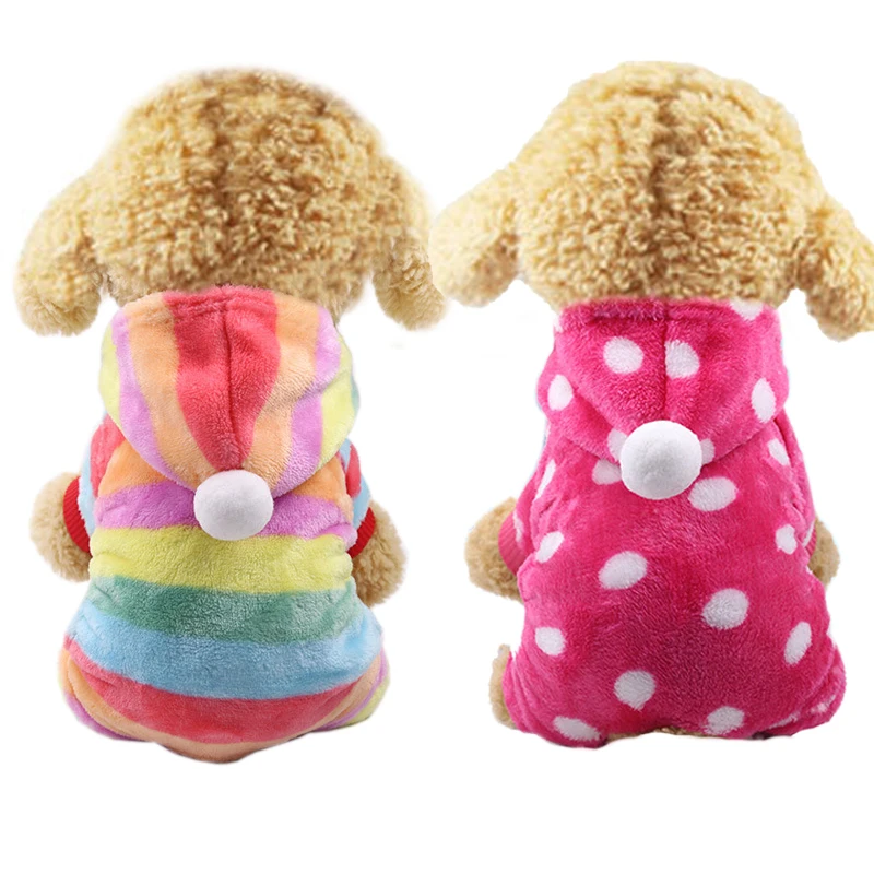 Soft Fleece Pet Dog Jumpsuit Winter Warm Dog Clothes for Small Dogs Chihuahua Pug Hooded Coat