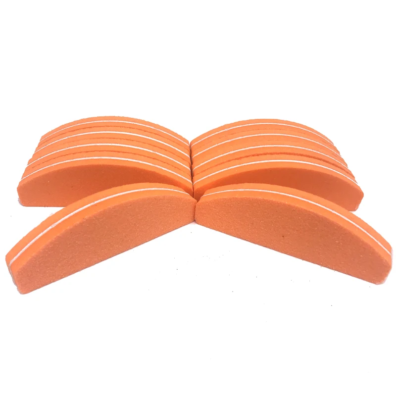 

100Pcs Double Side Nail Files Sanding Buffer Block Half Moon Sponge Mini Nail File Orange Buffing Polish Manicure File Tools