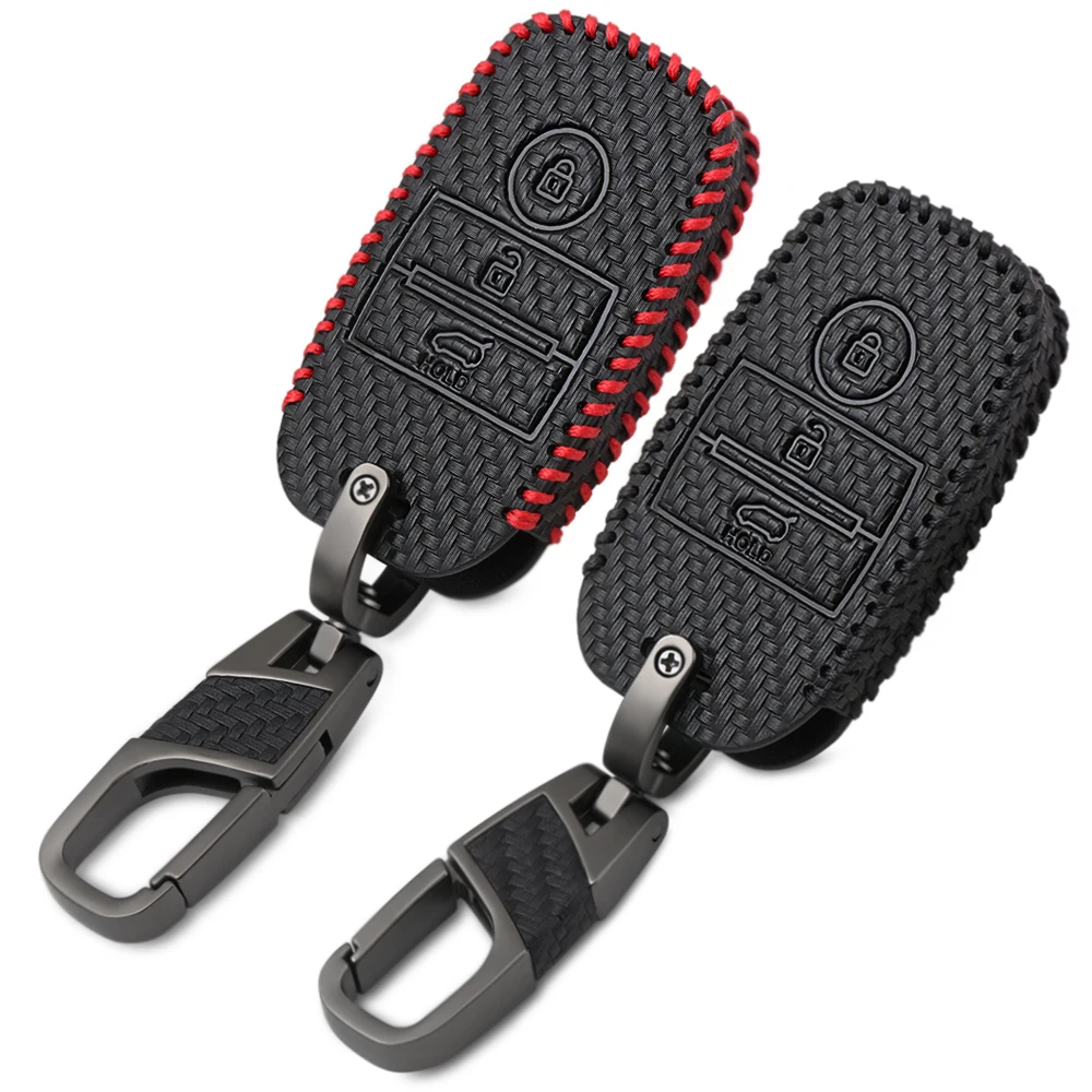 Чехол из углеродного волокна с 3 кнопками для Kia Rio Ceed Soul Sportage Sorento Carens Picanto Skin