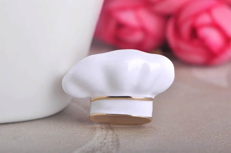 Madrry White Chef Cap Shape Brooches Gold color Cook Restaurant Badge Hijab Pins Overalls Accessories White Alloy Metal Corsage