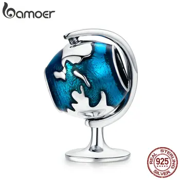 

BAMOER Authentic 925 Sterling Silver Tellurion Blue Enamel Charm Beads fit Women Charm Bracelet & Necklaces Jewelry Gift SCC658