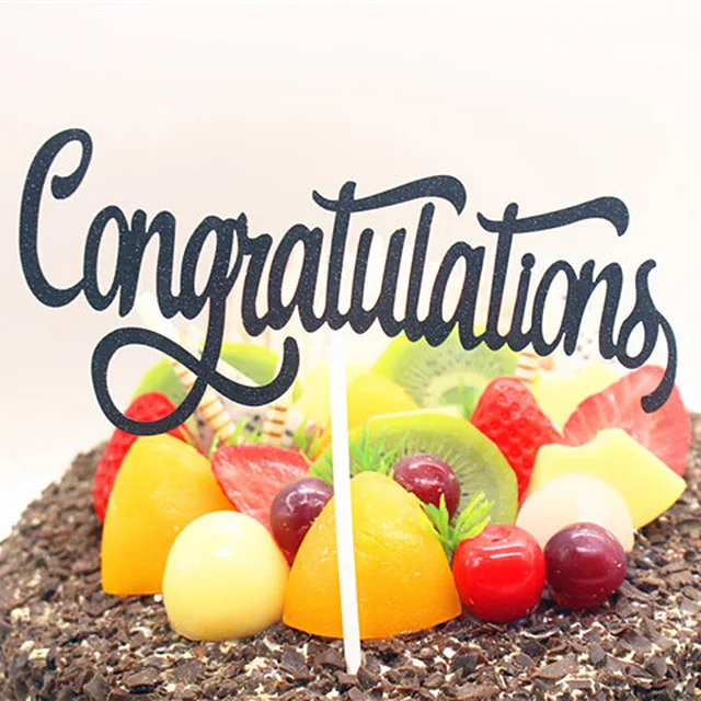 Поздравление торт Топпер Блеск Бумага торт Топпер для поздравления торт украшения закуски выбирает Выпускной Вечерние - Цвет: 6