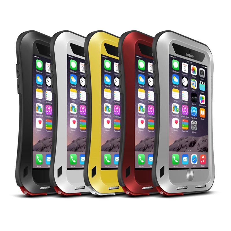 imágenes para Cubierta De Aluminio Del Metal Para el iphone de Apple 6 Caso A Prueba de Golpes Vida Polvo prueba de Armadura de Cuerpo Completo Para Apple iPhone 6 S Caso Gorilla Glass imágenes para Cubierta De Aluminio Del Metal Para el iphone de Apple 6 Caso A Prueba de Golpes Vida Polvo prueba de Armadura de Cuerpo Completo Para Apple iPhone 6 S Caso Gorilla Glass
