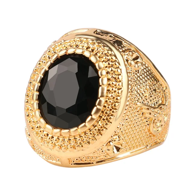 Dubai Gold Color Man Rings Vintage Jewelry Black Red Ancient Word Engraving Resi Dubai Gold Color Man Rings Vintage Jewelry Black Red Ancient Word Engraving Resi