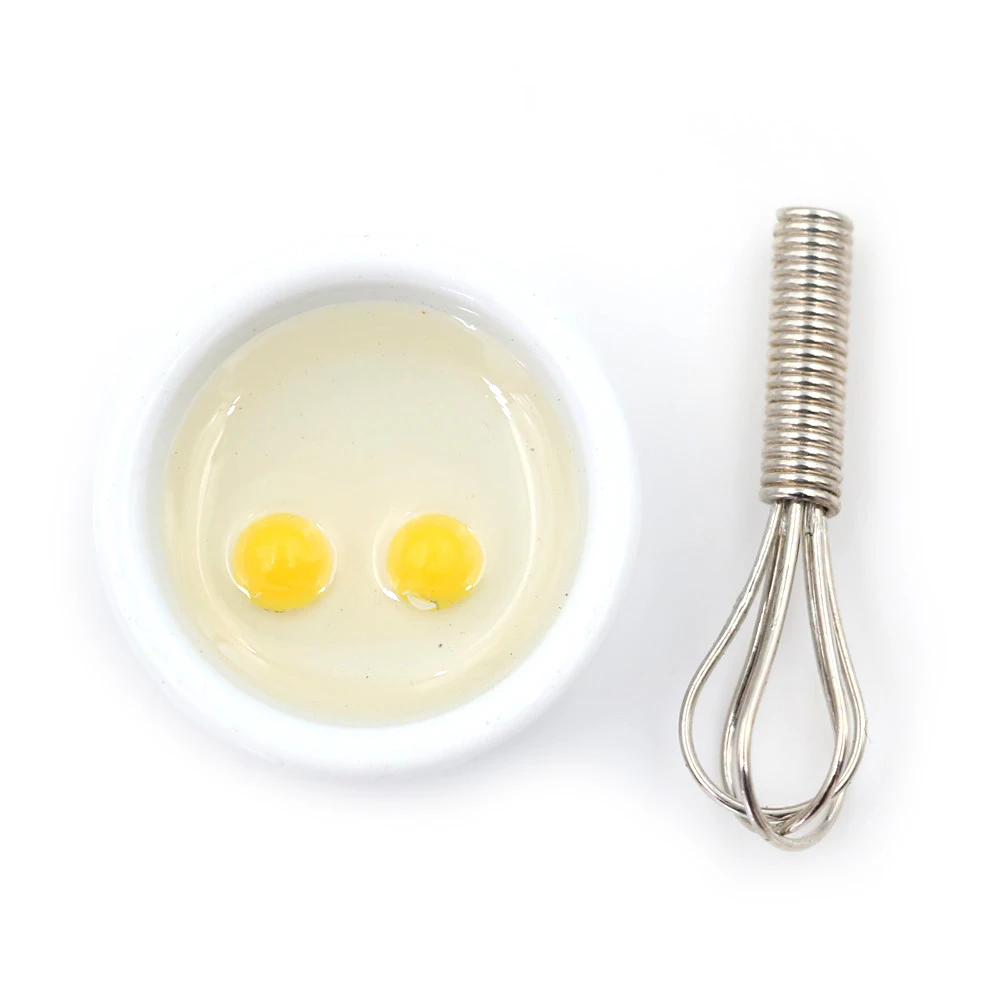 2pcs/set DIY Egg Whisk & Bowl for Doll House Decor 1:12 Dollhouse Miniature Accessories Simulation Kitchen Food Furniture Toys