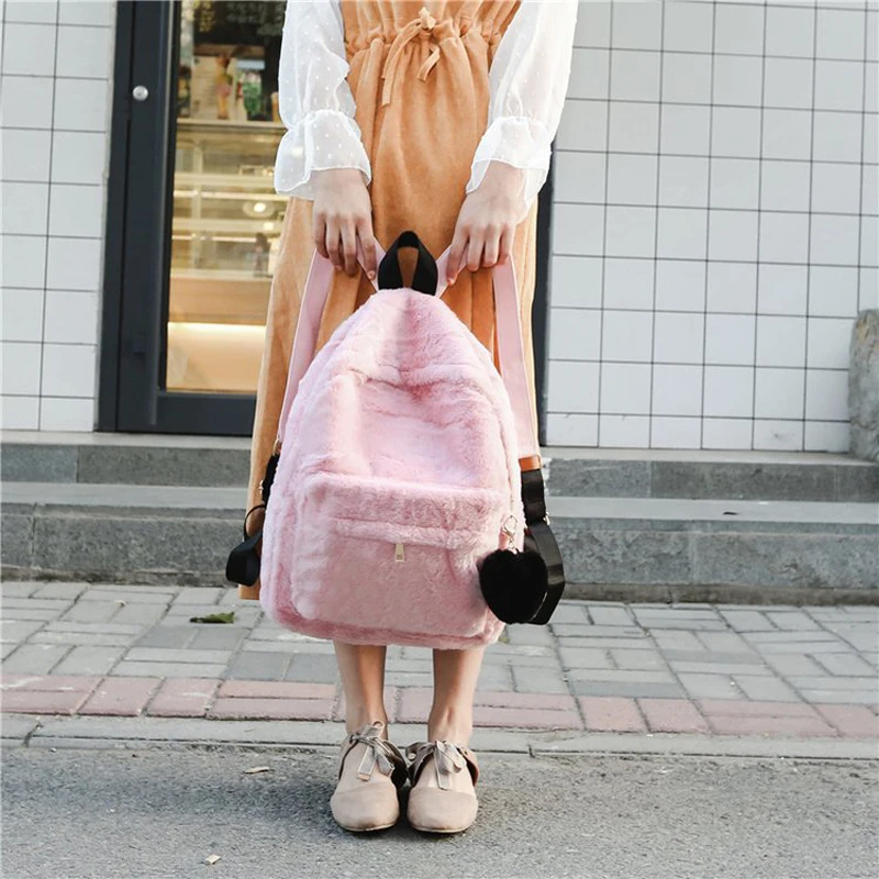 Luna de madera lindo sólido de piel mochila corazón colgante invierno suave de las mujeres de mochila Rosa negro blanco mochila mochila Luna de madera lindo sólido de piel mochila corazón colgante invierno suave de las mujeres de mochila Rosa negro blanco mochila mochila