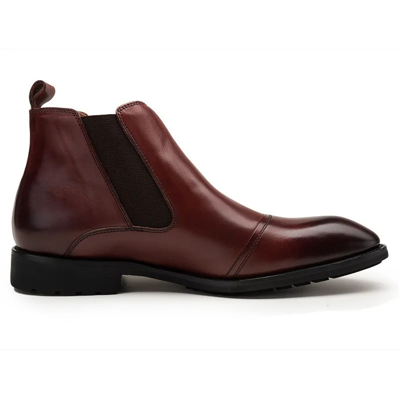 Estilo De marrom Trabalho Chelsea Homens Inglaterra Homem Tornozelo Vestido Preto Sapatos Luxo Genuíno Apontou Qyfcioufu Botas Couro Moda Dos Toe Biqueira 16xvqFwWRY