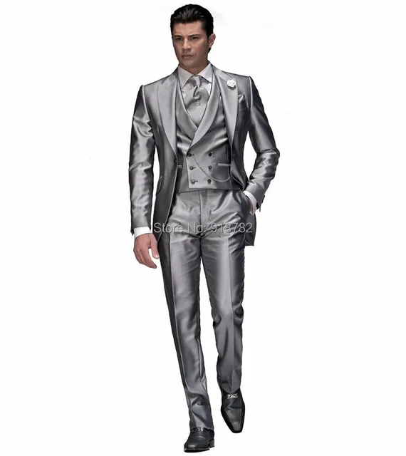 de clásico frac para hombre diseñador de boda vestido ropa de plata