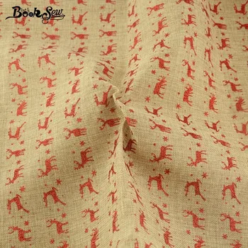

Booksew Imitation Linen Fabric Red Elk Sewing Bag Table Cloth Pillows 50X150cm Christmas Decoration For Home Crafts Patchwork