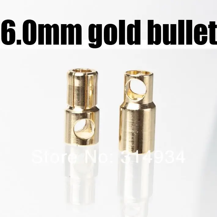 

free shipping 100PAIRS 6.0mm 6mm banana Gold connector plug Golden Bullet Connectors
