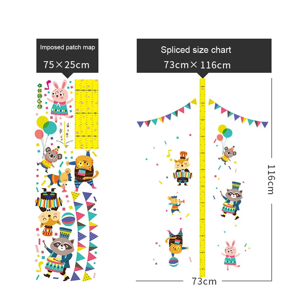 Наклейка фотообои мультфильм детские трехмерные наклейки для измерения роста детской комнаты спальни Съемные 3D высотомер 7# G6