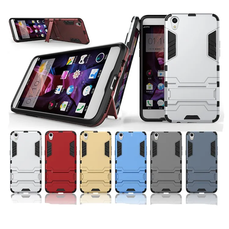 

7 Colors Phone Case For OPPO R9 ShockProof TPU +PC Armor Robot Stand Casing Shell Cases Cover Shell Capa