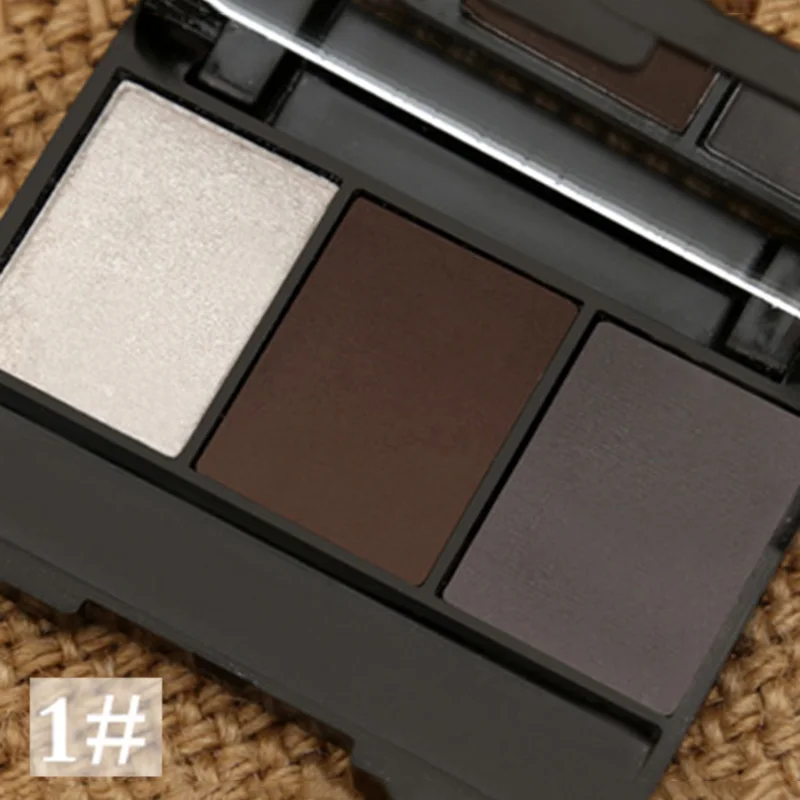 

Professional 3 Color Eyebrow Powder Palette Cosmetic + Makeup Shading Brush Mirror Box Brow Kit M01745