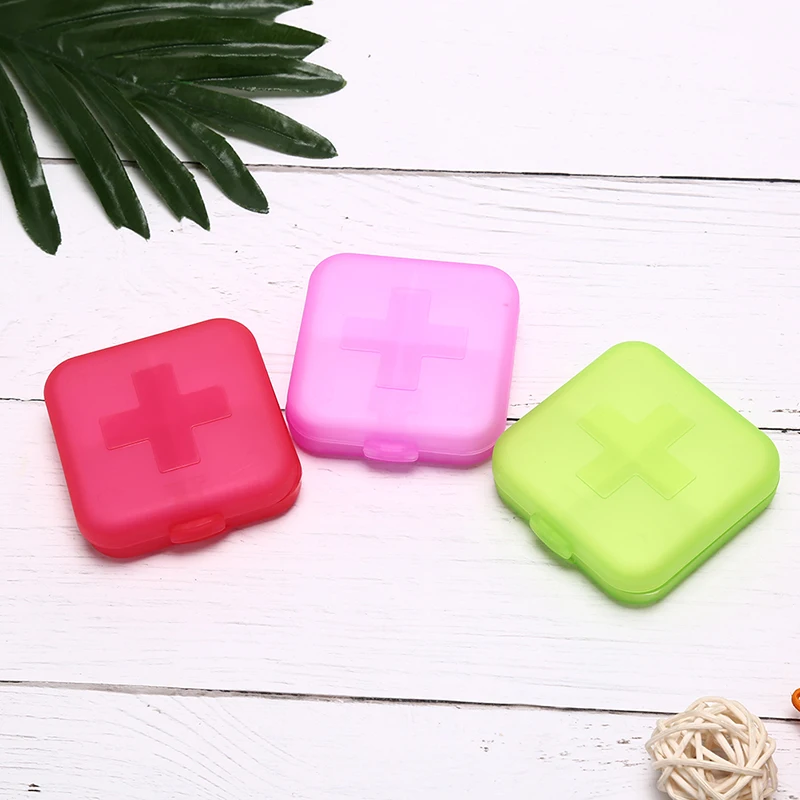 

Portable Plastic 4 Slot Pill Drug Boxes Container Compartment Cross Medicine Case Organizer Medicine Tablet Holder 3 Colors