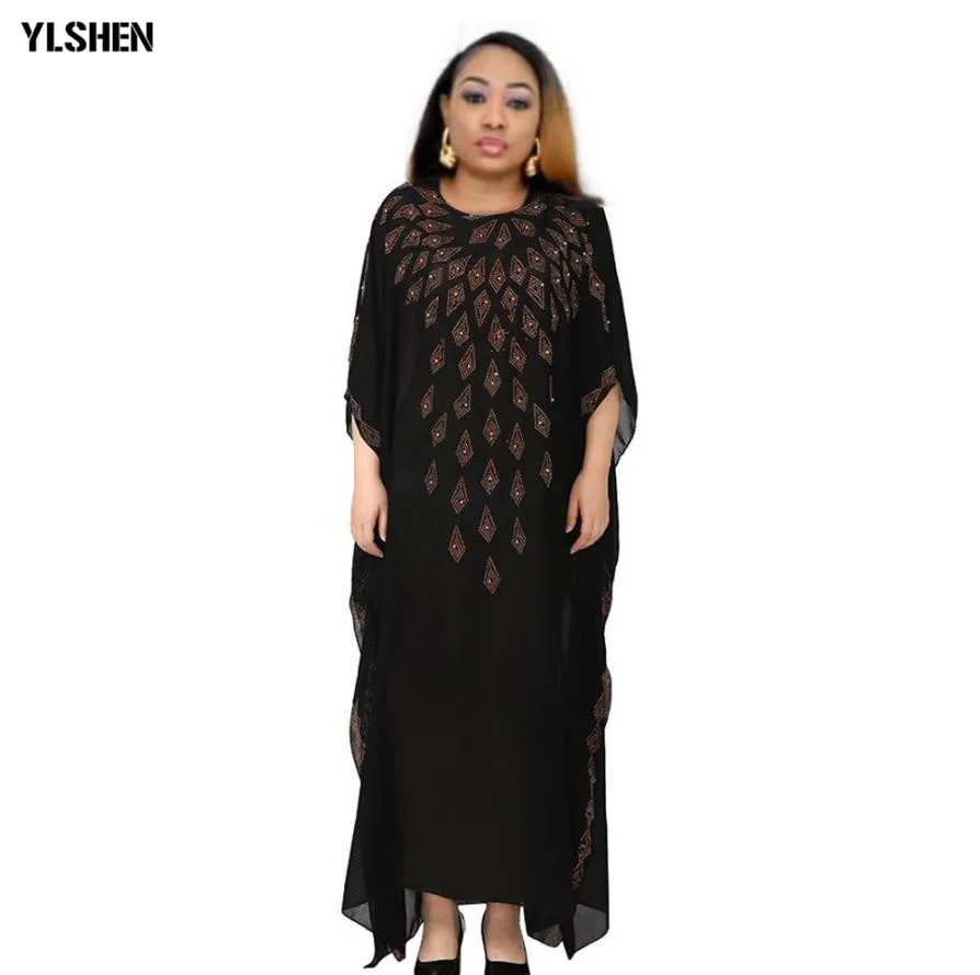 

New African Dresses For Women Dashiki Diamond African Clothes Ladies Africain Robe Boubou Bazin Long Loose Africa Maxi Dress