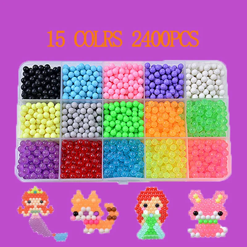 6000pcs 24 colors Refill Beads puzzle Crystal DIY water spray beads set ball games 3D handmade magic toys for children 11