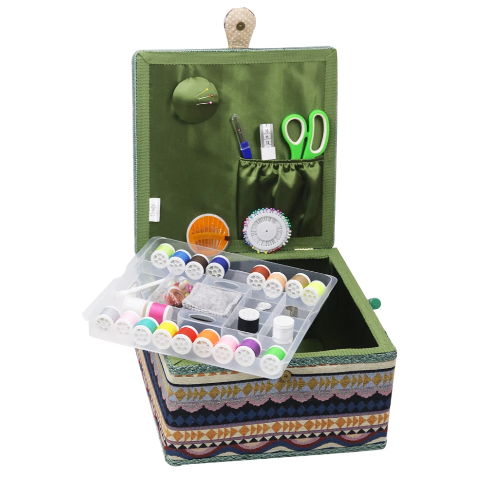 Домашняя большая корзина для шитья с различными аксессуарами для шитья, тканевый набор для шитья, коробка для хранения, рождественский подарок для мамы