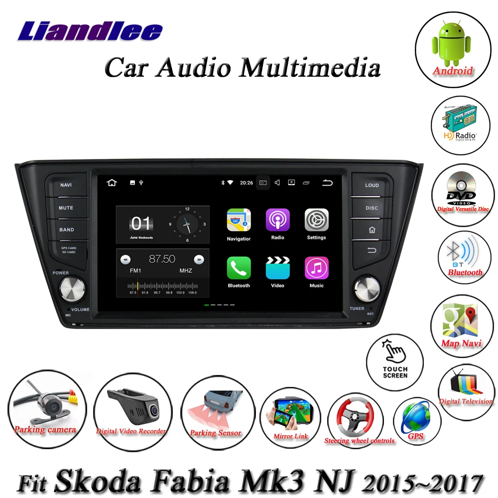 Best Liandlee Car Android System For Skoda Fabia Mk3 NJ Radio CD DVD Player GPS Navi MAP Navigation HD Wifi FM BT Screen Multimedia 1
