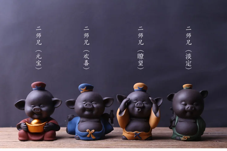 Креативный чай Pet Marshal Tianpeng Pig Boutique фиолетовая глина свинья счастливый чайник с узорами может поднимать чай чайный сервиз аксессуары