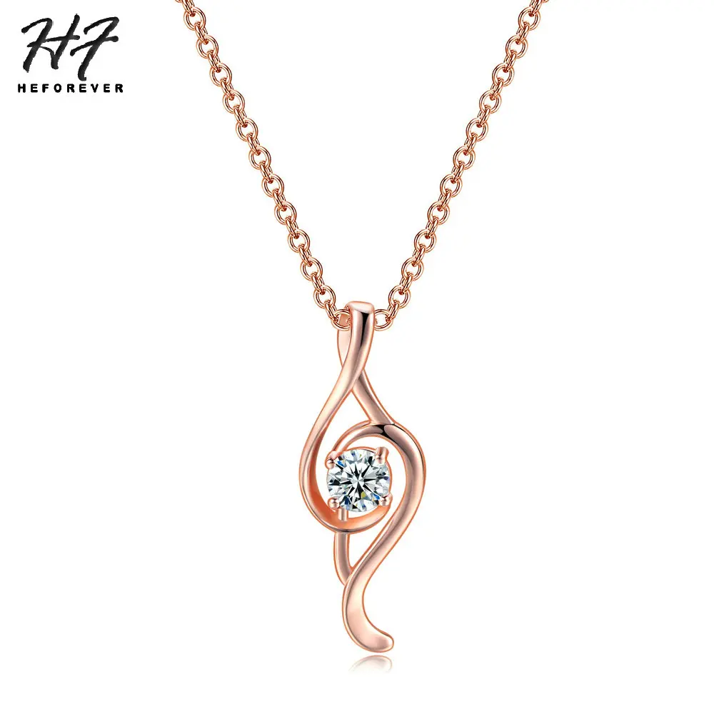 

Romantic Cute Note Shaped Crystal Pendant Necklaces for Women Rose Gold Color High-end Quality Fashion jewelry Xmas Gift N178