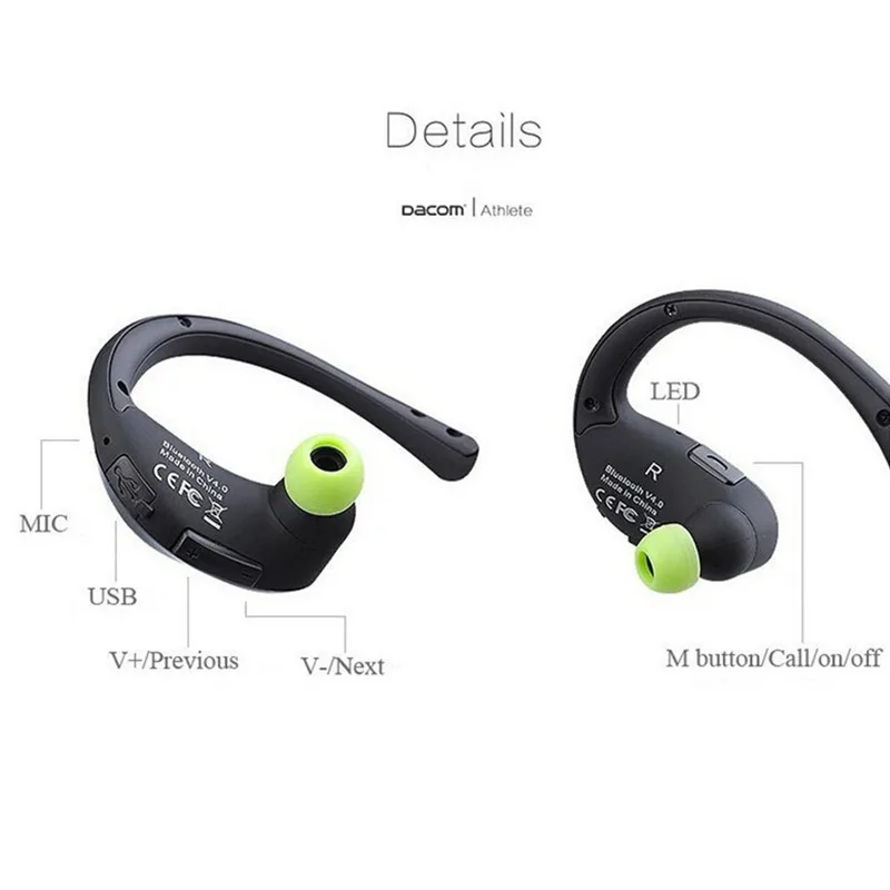 Dacom Athlete ушные крючки Спортивные Bluetooth 4,1 наушники устойчивое мини беспроводные Hifi бас наушники с микрофоном