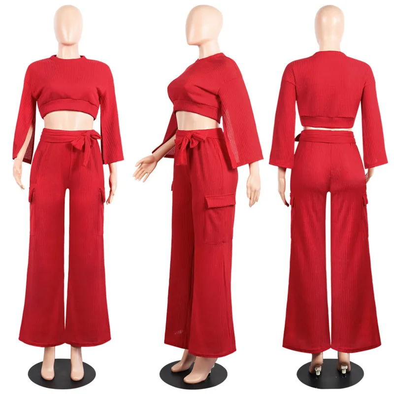 2018 autumn winter knitting tracksuit pants set-1