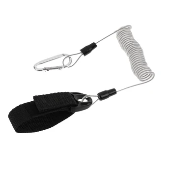 

Coiled Stretch Kayak Paddle Leash Safety Fishing Rod Lanyard With Carabiner