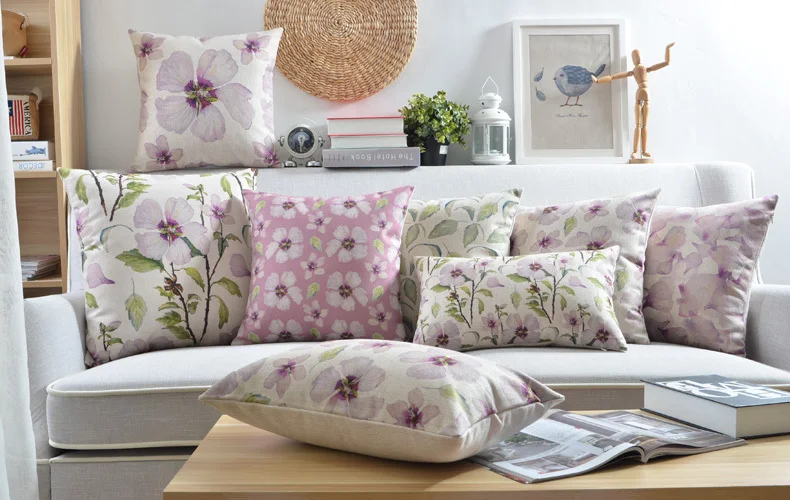 Nordic Style Decorative Throw Pillows Case Purple Fl Cushion Nordic Style Decorative Throw Pillows Case Purple Fl Cushion Cover Home Decor Green Flower Chair Couch Pillowcase In From