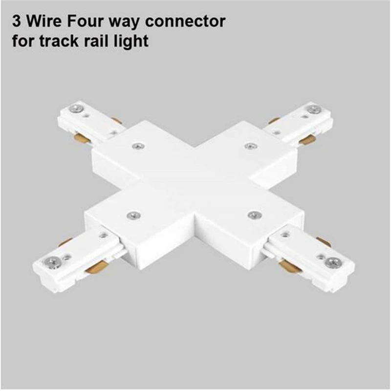 White 4-Way X Connector for 3-Wire Lighting Track Rail White 4-Way X Connector for 3-Wire Lighting Track Rail