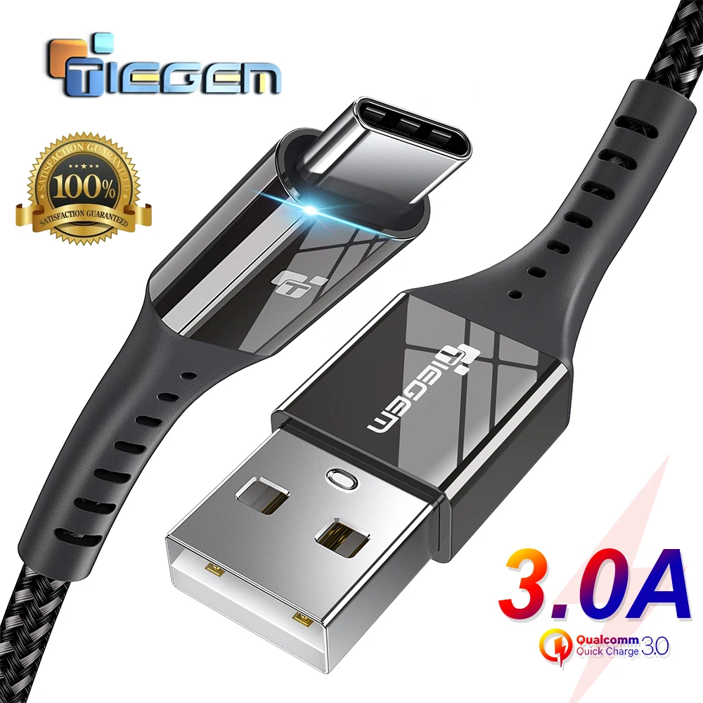 TIEGEM USB Type C кабель USB C 3A кабель для быстрой зарядки Type C кабель для синхронизации данных для Samsung S8 S9 S10 Xiaomi mi9 note 7 8 9 шнур|cable for|cable for samsungtype-c cable | АлиЭкспресс