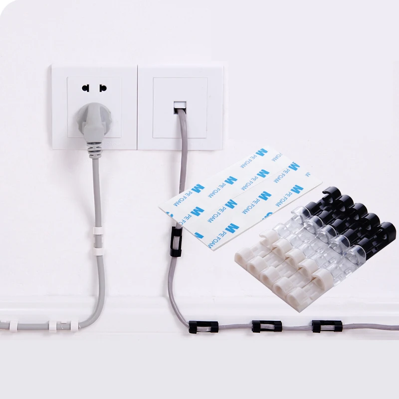 

10pcs/lot Wire Cable Management Organizer Desktop & Workstation Clips Cord Management Holder USB Charging Data Line Cable Winder