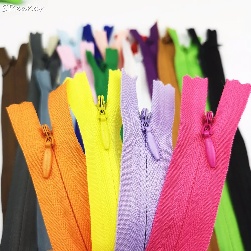 

35cm 3# Close-End Invisible Sewing Trousers Zippers White Black Red Blue Pink Plastic Nylon Zip Coil DIY Clothing Accessories
