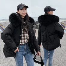 Fashion Winter Short Jacket Women Hooded Fur Collar Parkas Mujer 2019 Winter Coat Women Loose Parka Thick Cotton Padded Jackets цена Fashion Winter Short Jacket Women Hooded Fur Collar Parkas Mujer 2019 Winter Coat Women Loose Parka Thick Cotton Padded Jackets цены онлайн