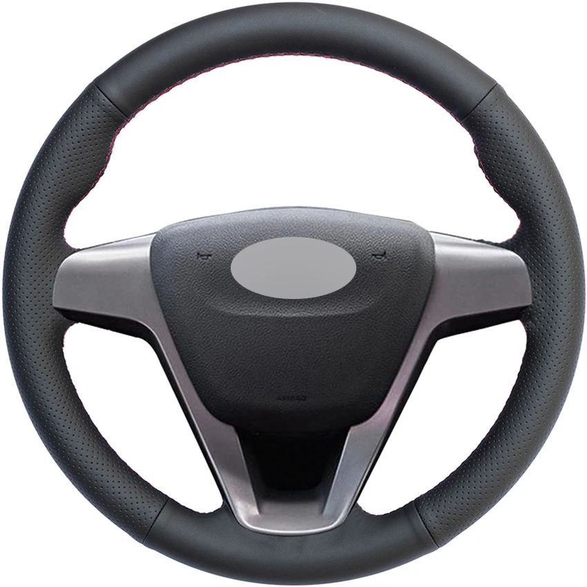 

Black PU Faux Leather Hand-stitched Car Steering Wheel Cover for Lada Vesta 2015-2017