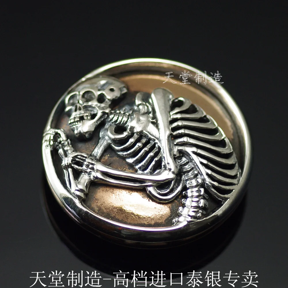 

Thai silver , pure silver skull skeleton diy cloth buckle covered buttons