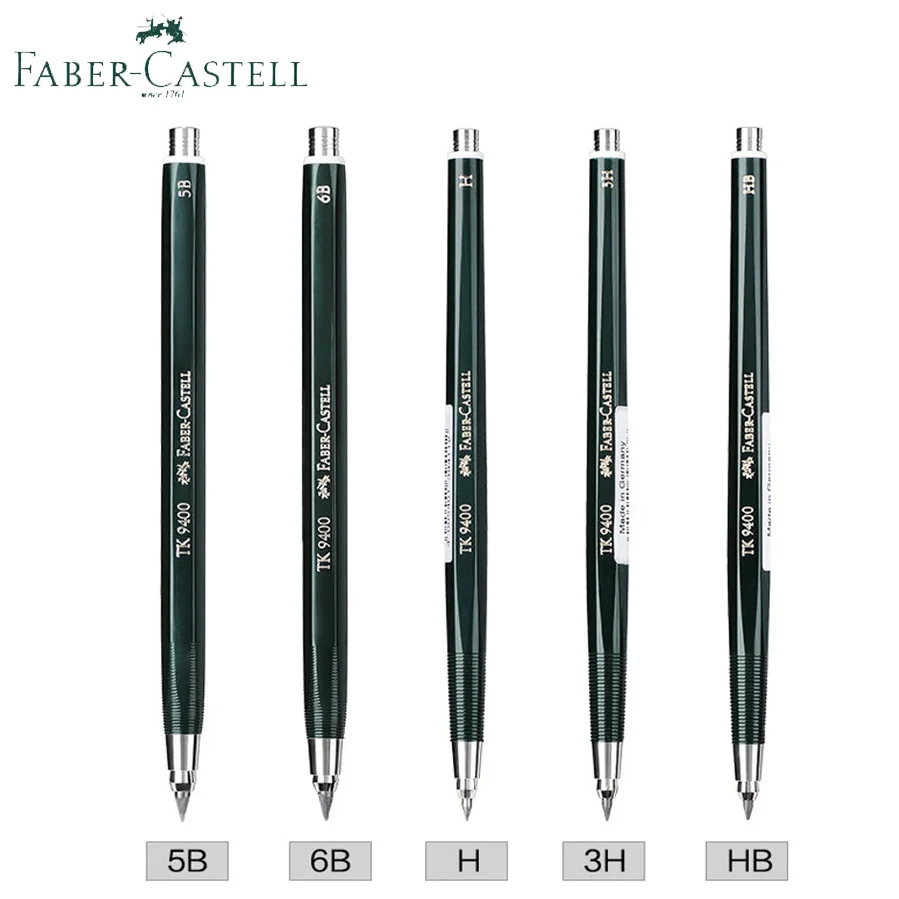 Faber Castell клатч карандаш TK 9400 2/3. 15 мм чертёжные механические/автоматические карандаши 3 H/5B/6B; включает 2 H/3B/F/H/5B/6B свинцовый стержень