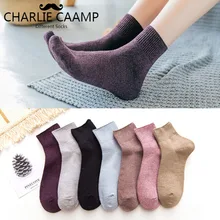 Женские носки из чистого хлопка одноцветные осенние зимние модные новые винтажные носки женские носки средней длины L115