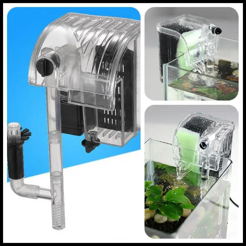 Mini Aquarium Fish Tank Power Filter Waterfall Water Pump Hang On Slim Waterfall Circulation