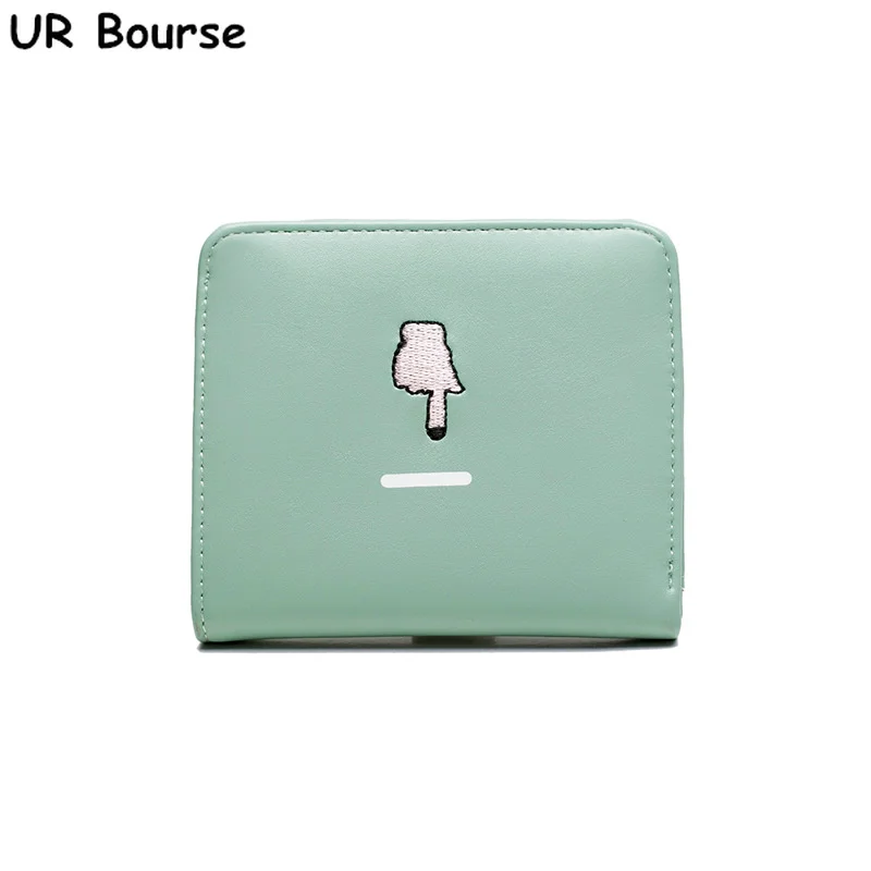 

UR BOURSE Women Mini Cartoon Short Wallet Female Folding Ultra-thin Simple Cute Wallet Ladies Pu Leather Coin Purse Card Holder