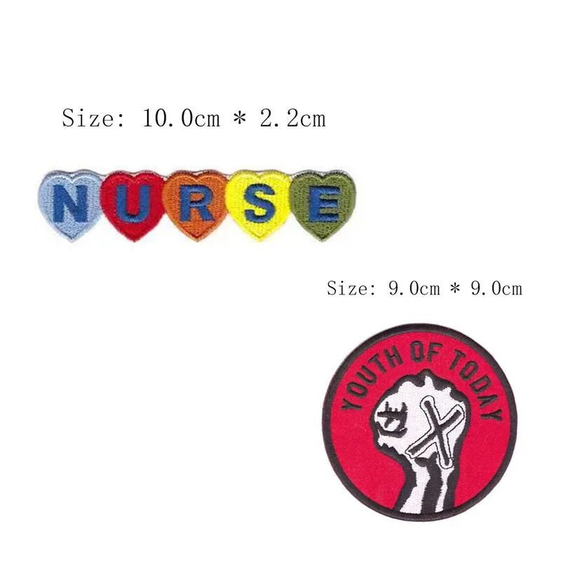 

1pcs left chest nurse YOUTH OF TODAY embroidery patch iron on sew on emblemas for DIY clothing sleeve jacket Sheet backpack