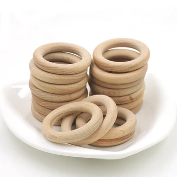

40mm beech wooden ring natural wood ring teether baby teething toy accessory rattle EA399