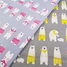 Хлопковая ткань с принтом медведя, Детская Хлопковая Лоскутная Ткань Тильда, стеганая Лоскутная Ткань для шитья кукольного материала