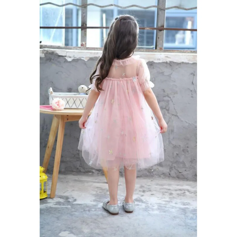 Girls Princess Stars Twinkled Dress 2018 Summer Children New Tulle Lined TUTU (8)
