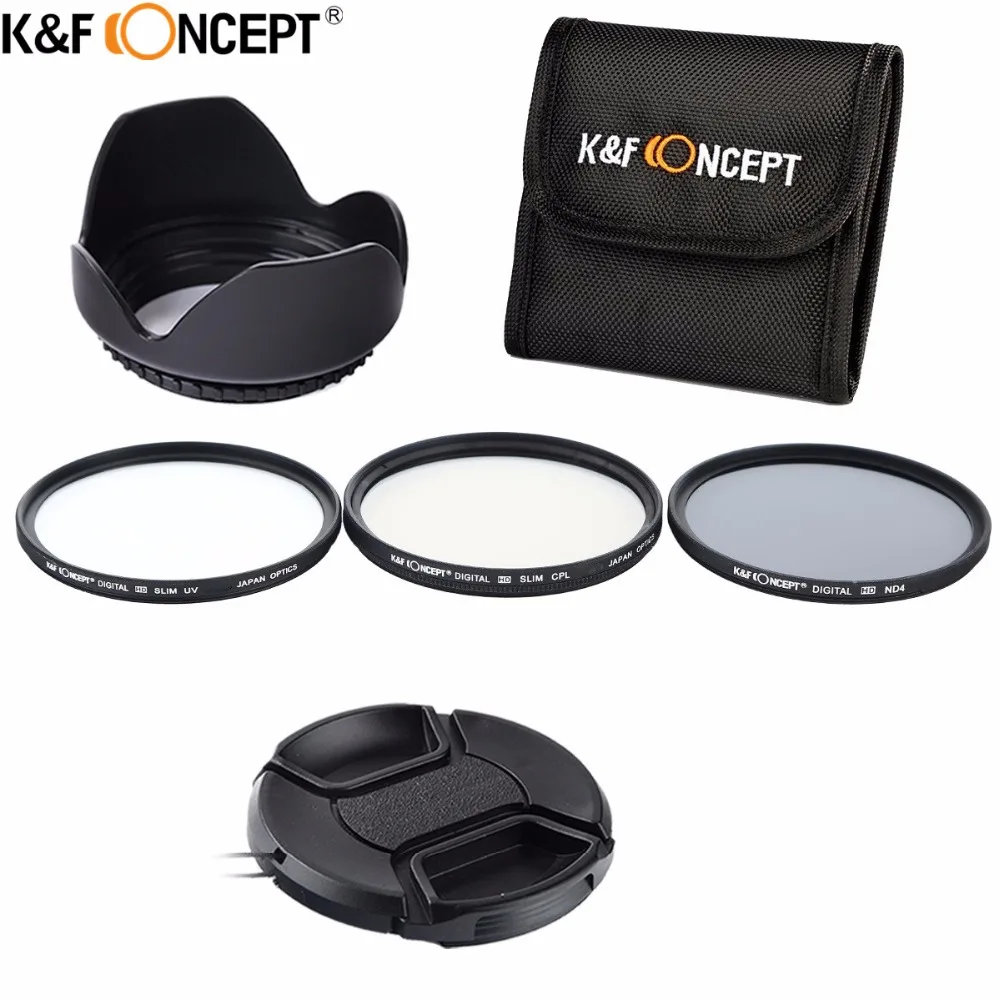 K&F CONCEPT 55/62/67mm Lens Filter Set UV CPL ND4 Neutral Density Photography Filter Kit for