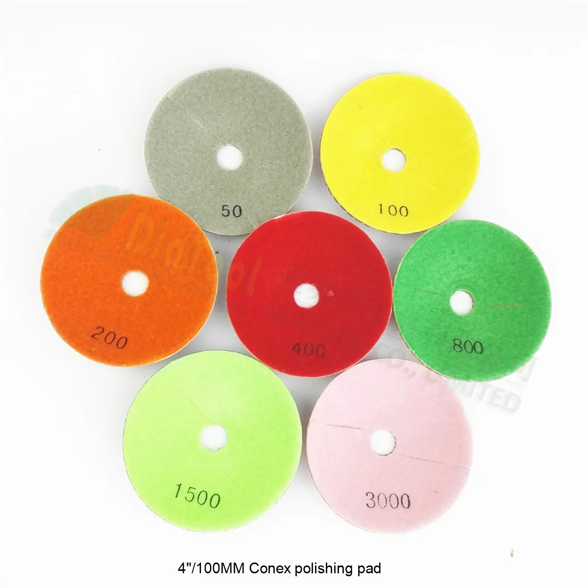 DIATOOL 7pcs Diameter 4 inch/100mm Bowl Shaped Wet Diamond Polishing Pads Diameter 100mm Convex Sanding Disc